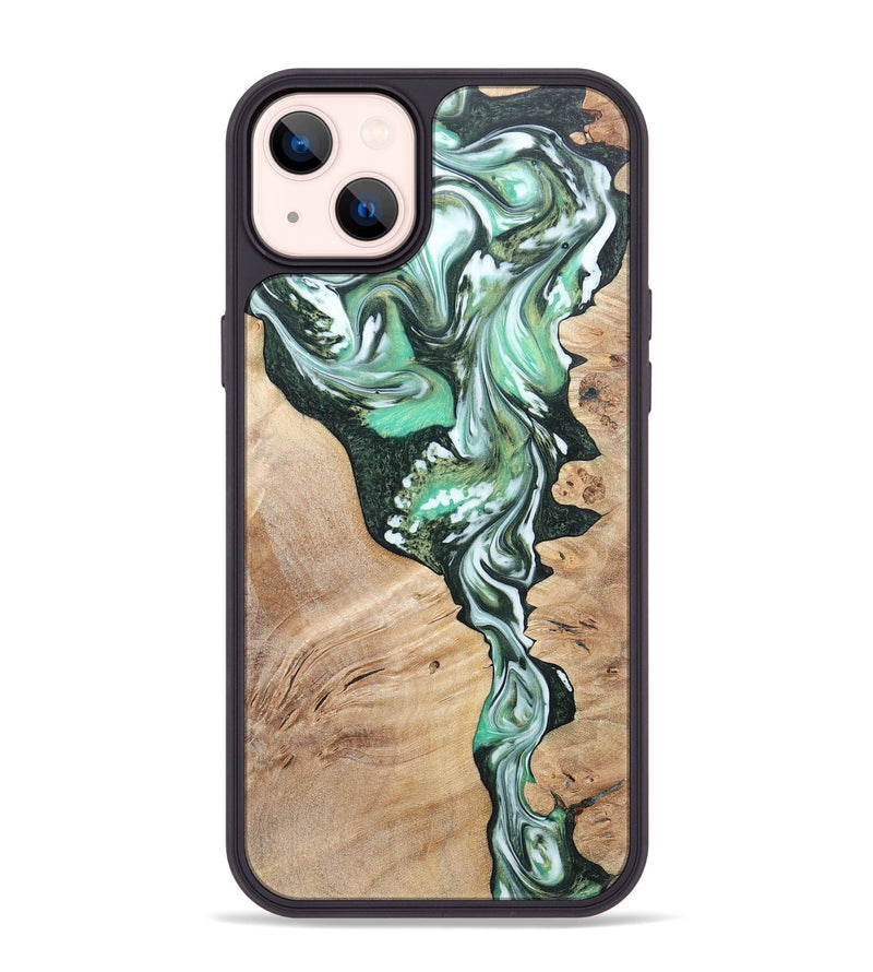 iPhone 14 Plus Wood+Resin Phone Case - Grant (Green, 696472)