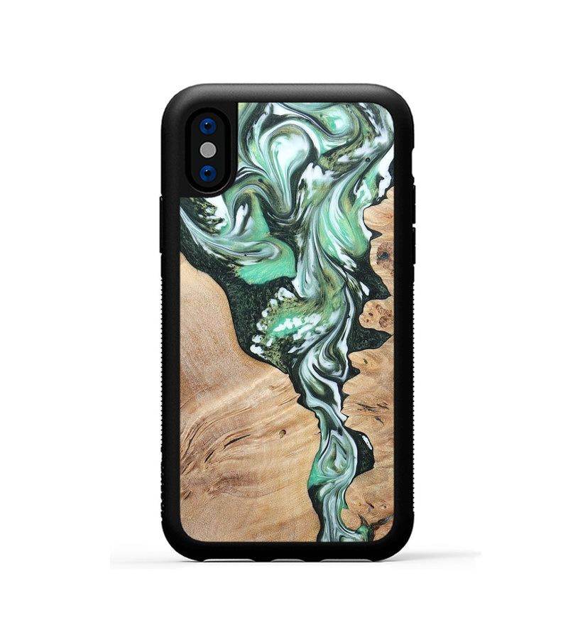 iPhone Xs Wood+Resin Phone Case - Grant (Green, 696472)