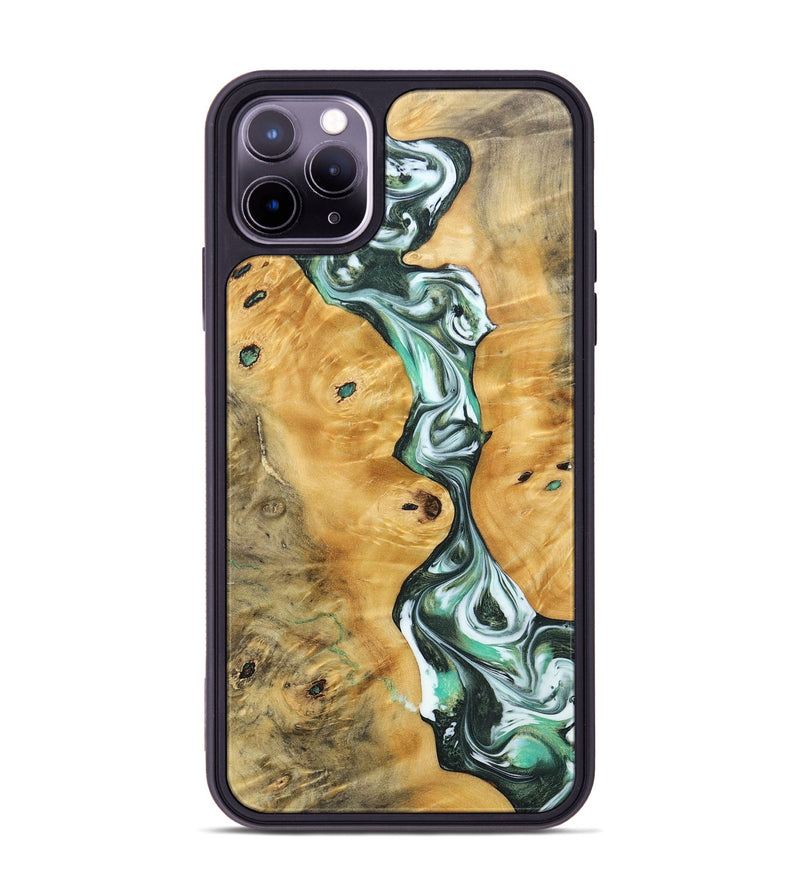 iPhone 11 Pro Max Wood+Resin Phone Case - Breanna (Green, 696474)