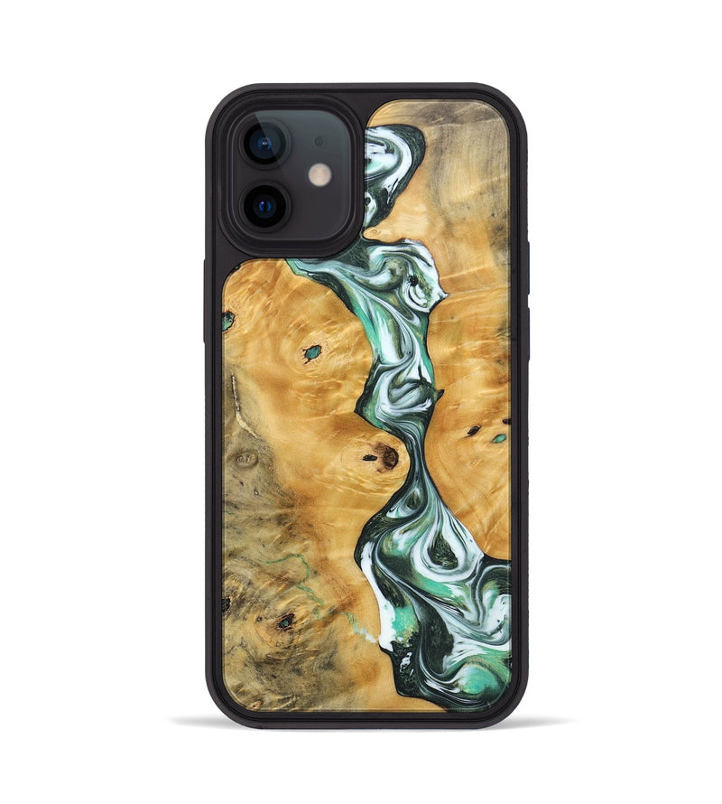 iPhone 12 Wood+Resin Phone Case - Breanna (Green, 696474)