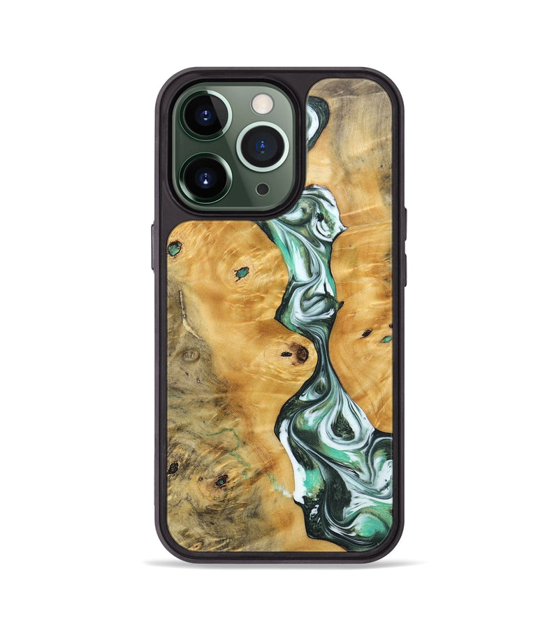 iPhone 13 Pro Wood+Resin Phone Case - Breanna (Green, 696474)