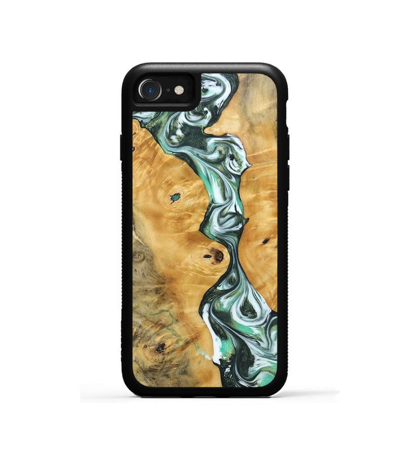 iPhone SE Wood+Resin Phone Case - Breanna (Green, 696474)