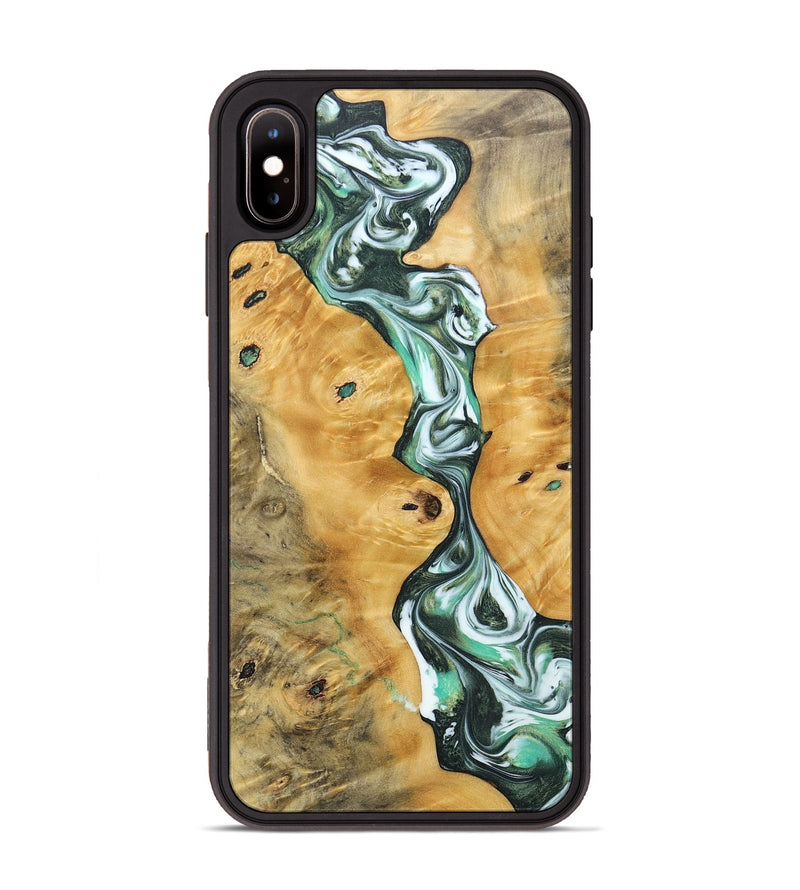 iPhone Xs Max Wood+Resin Phone Case - Breanna (Green, 696474)