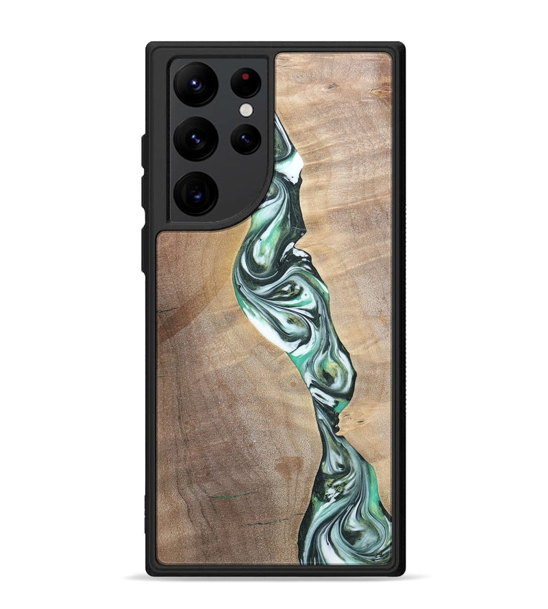 Galaxy S22 Ultra Wood+Resin Phone Case - Ashley (Green, 696476)