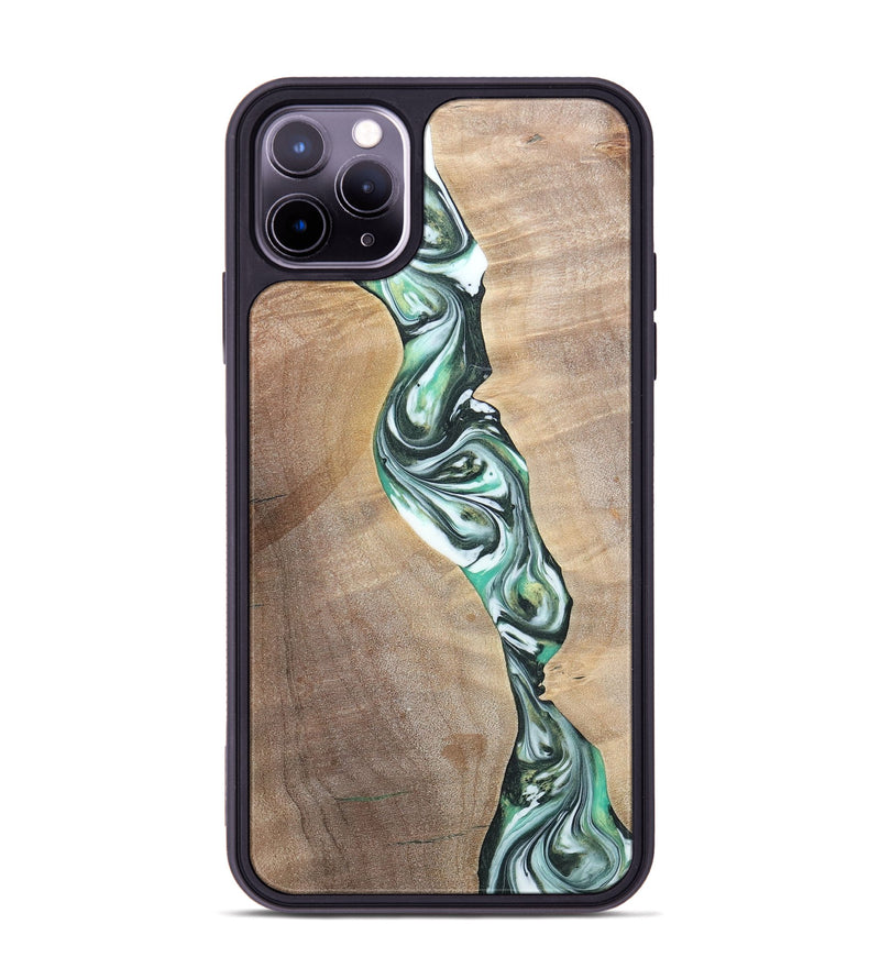 iPhone 11 Pro Max Wood+Resin Phone Case - Ashley (Green, 696476)