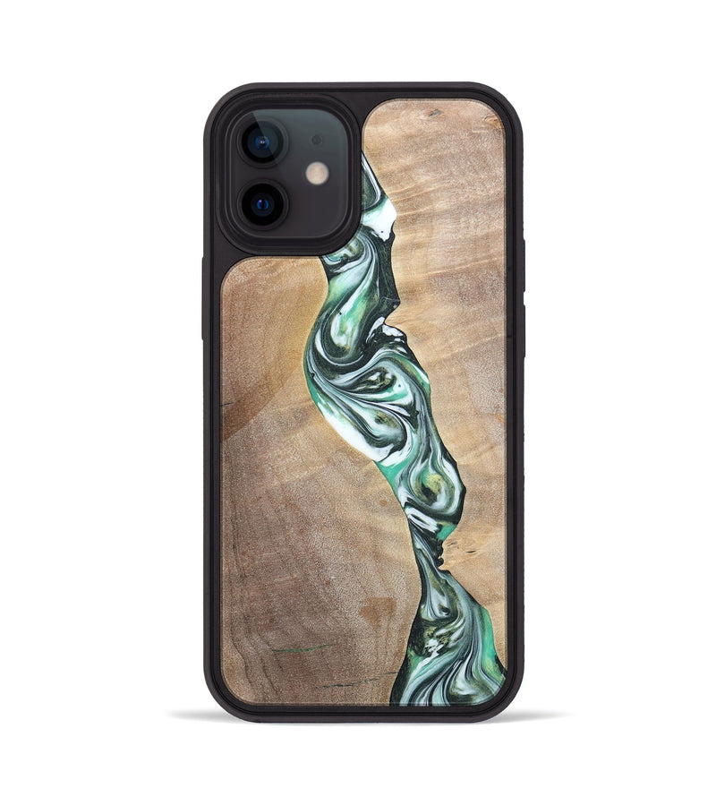 iPhone 12 Wood+Resin Phone Case - Ashley (Green, 696476)