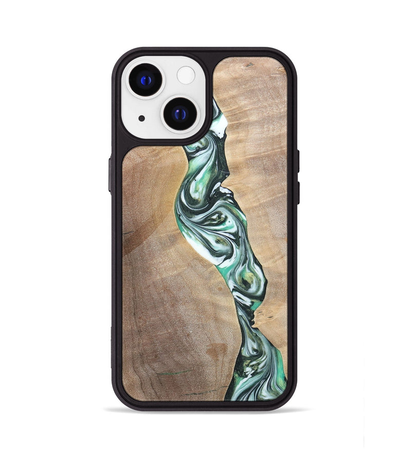 iPhone 13 Wood+Resin Phone Case - Ashley (Green, 696476)