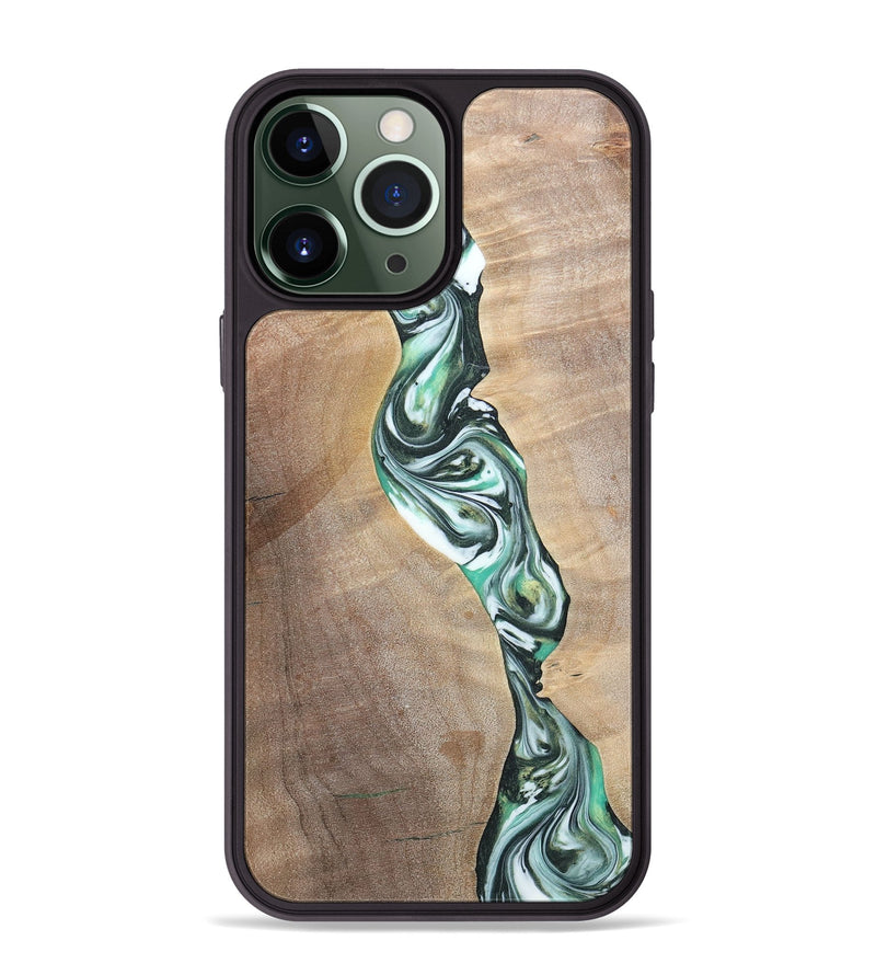 iPhone 13 Pro Max Wood+Resin Phone Case - Ashley (Green, 696476)