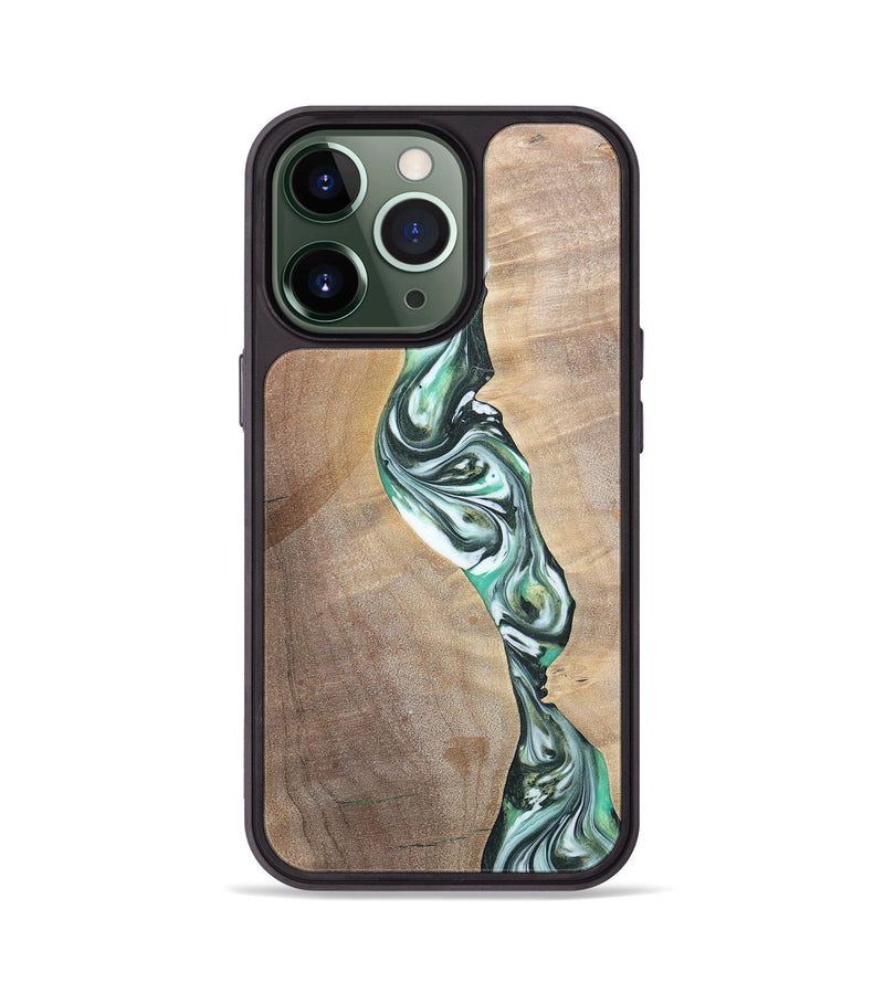 iPhone 13 Pro Wood+Resin Phone Case - Ashley (Green, 696476)
