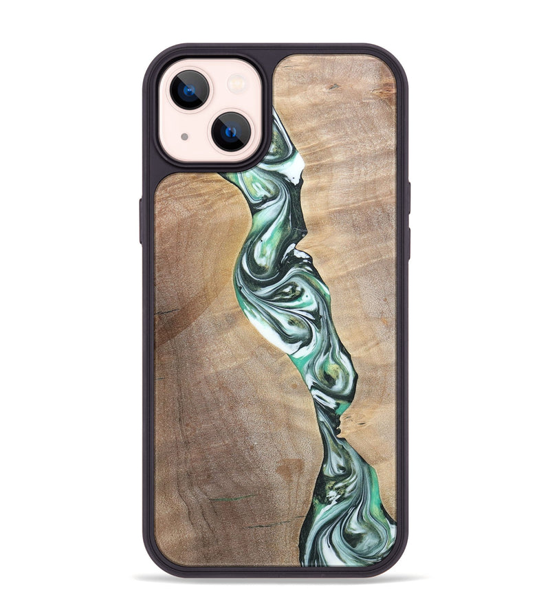 iPhone 14 Plus Wood+Resin Phone Case - Ashley (Green, 696476)