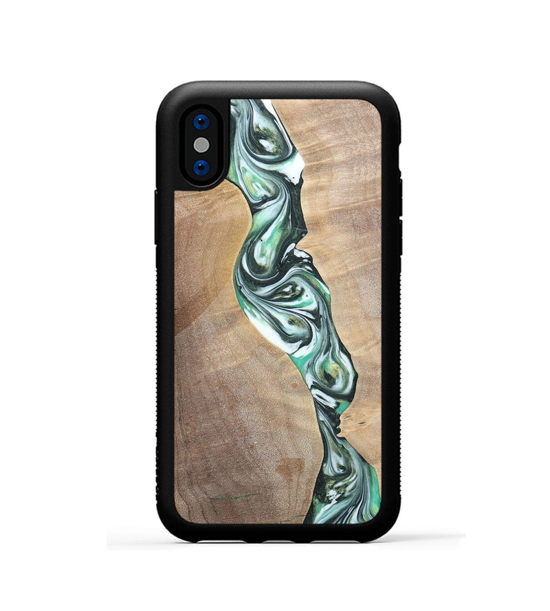 iPhone Xs Wood+Resin Phone Case - Ashley (Green, 696476)