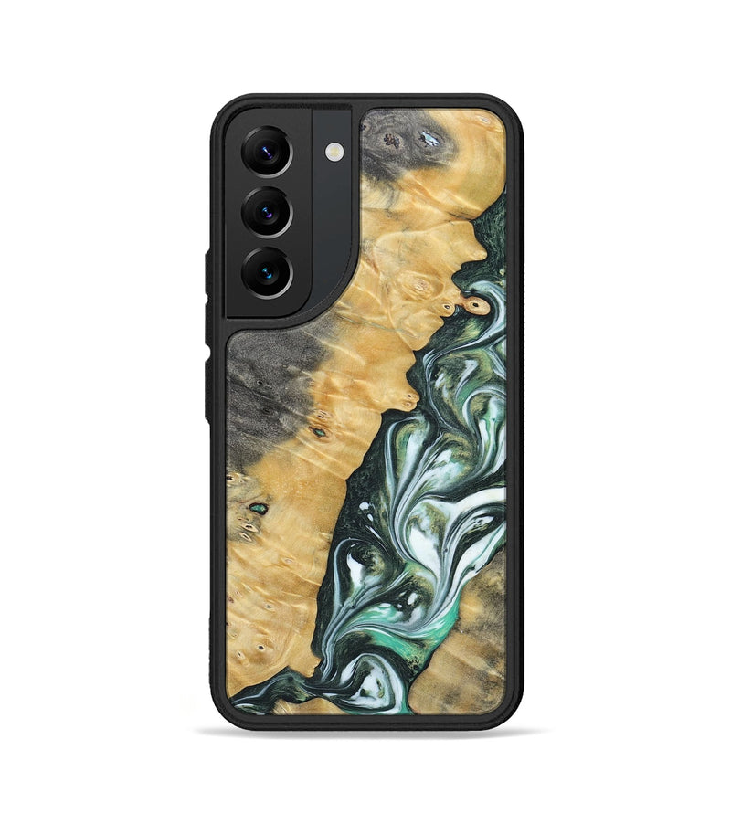 Galaxy S22 Wood+Resin Phone Case - Ethel (Green, 696478)
