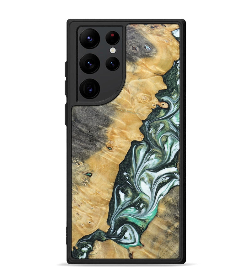 Galaxy S22 Ultra Wood+Resin Phone Case - Ethel (Green, 696478)