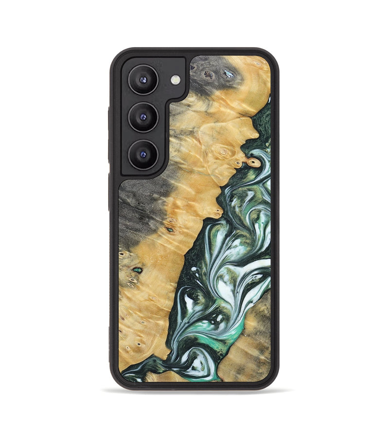 Galaxy S23 Wood+Resin Phone Case - Ethel (Green, 696478)