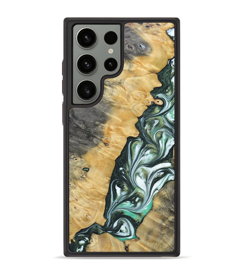 Galaxy S23 Ultra Wood+Resin Phone Case - Ethel (Green, 696478)