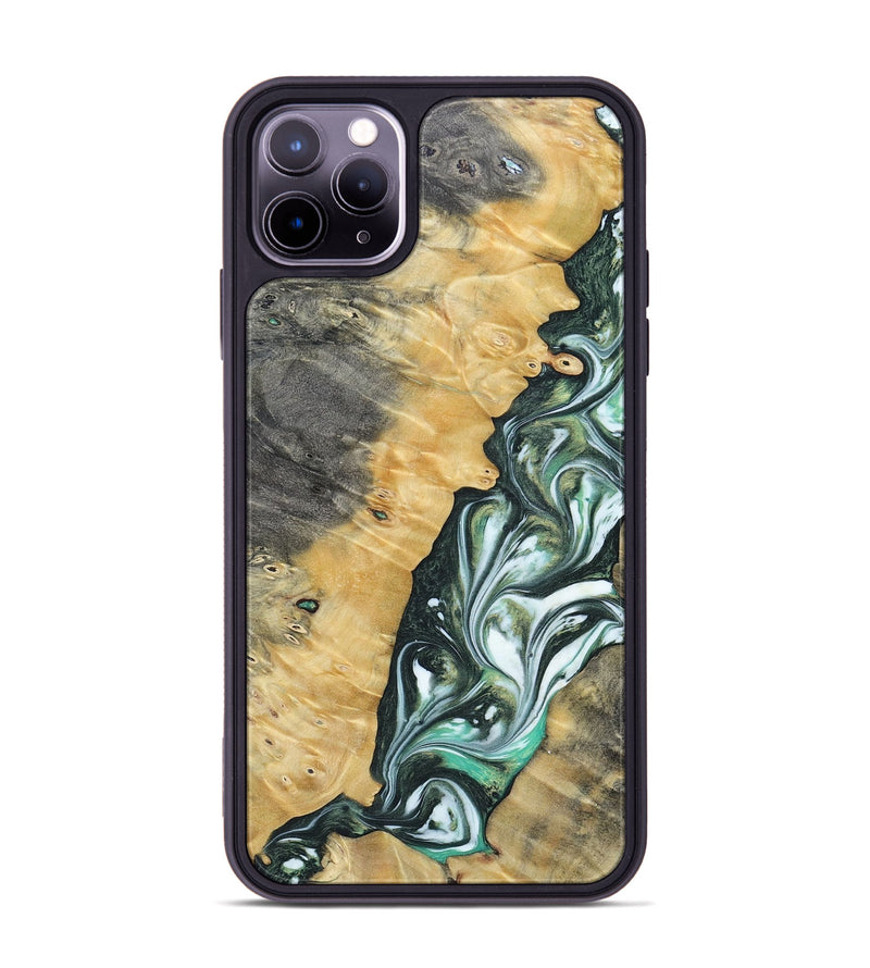 iPhone 11 Pro Max Wood+Resin Phone Case - Ethel (Green, 696478)