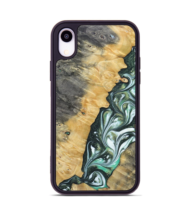 iPhone Xr Wood+Resin Phone Case - Ethel (Green, 696478)
