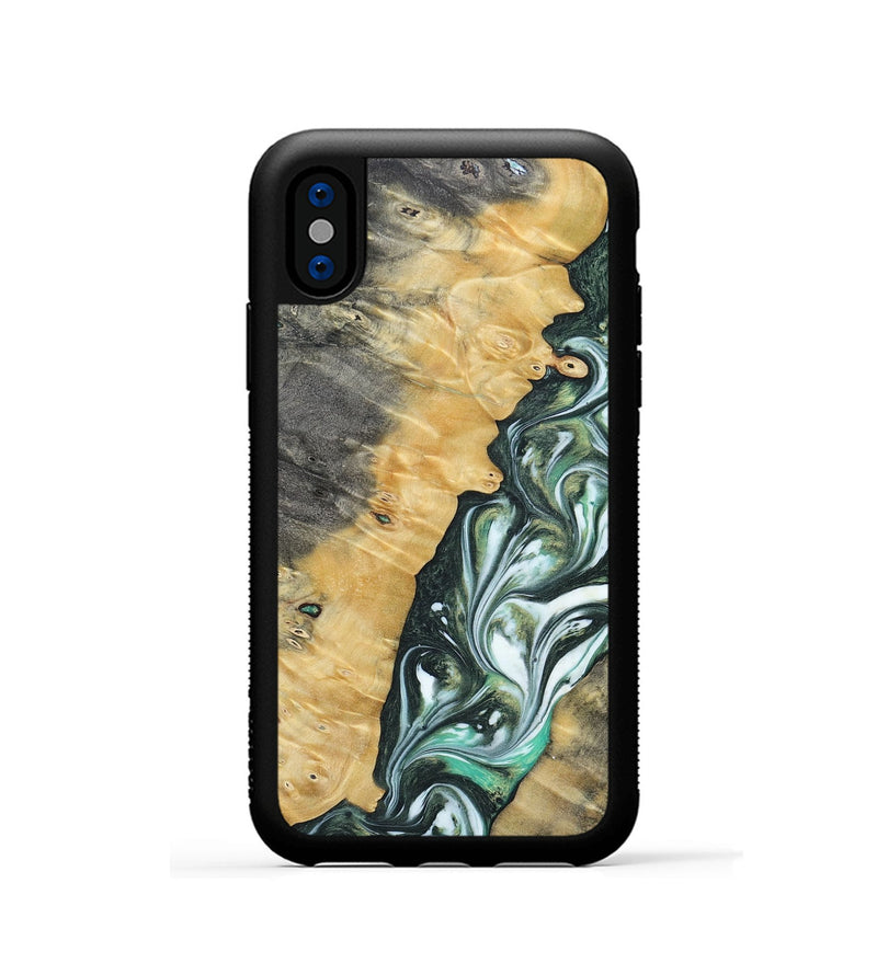 iPhone Xs Wood+Resin Phone Case - Ethel (Green, 696478)