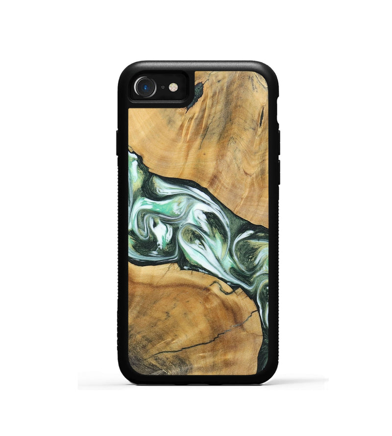 iPhone SE Wood+Resin Phone Case - Shirley (Green, 696480)