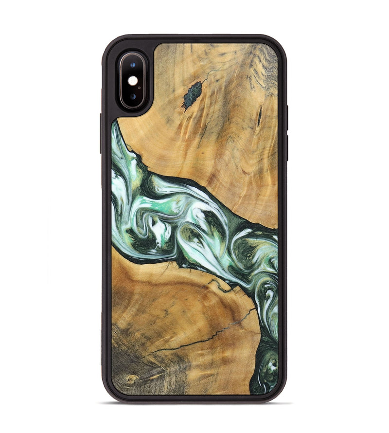 iPhone Xs Max Wood+Resin Phone Case - Shirley (Green, 696480)