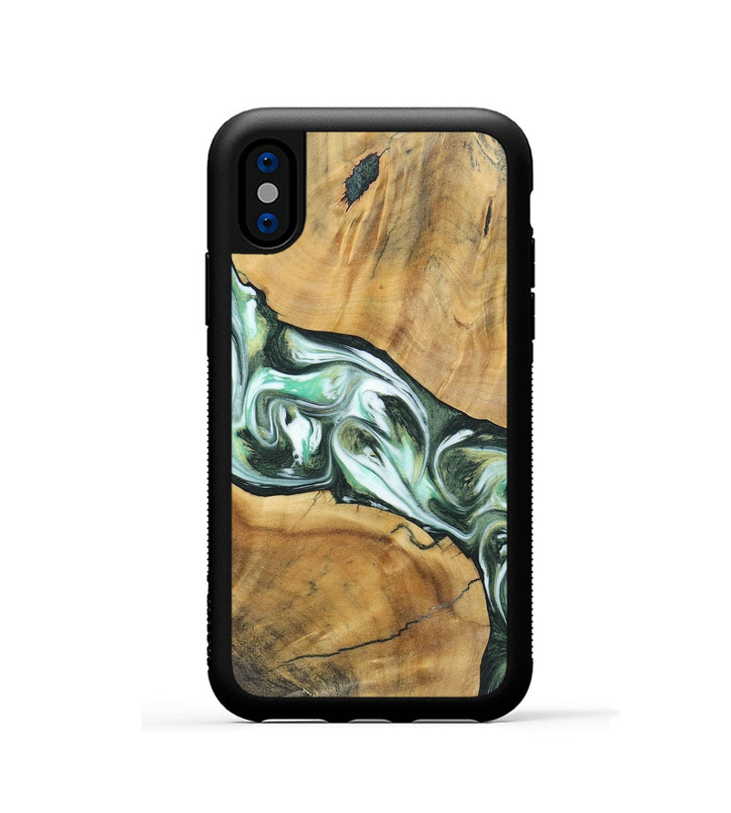 iPhone Xs Wood+Resin Phone Case - Shirley (Green, 696480)