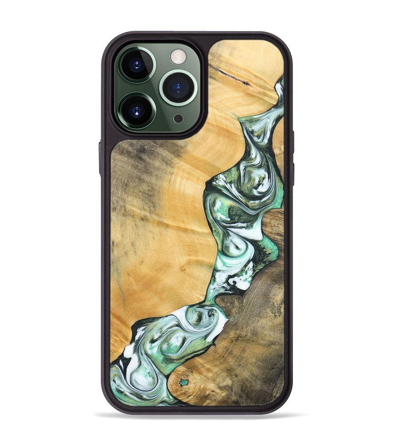 iPhone 13 Pro Max Wood+Resin Phone Case - Rosa (Green, 696486)