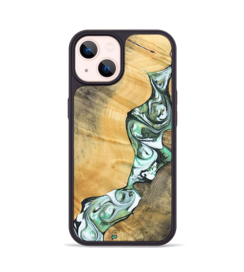 iPhone 14 Wood+Resin Phone Case - Rosa (Green, 696486)