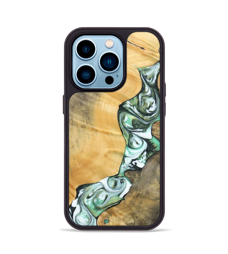 iPhone 14 Pro Wood+Resin Phone Case - Rosa (Green, 696486)