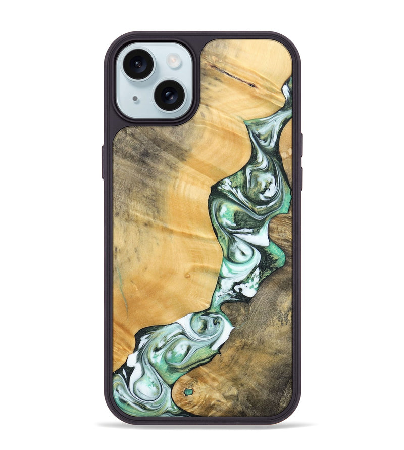 iPhone 15 Plus Wood+Resin Phone Case - Rosa (Green, 696486)