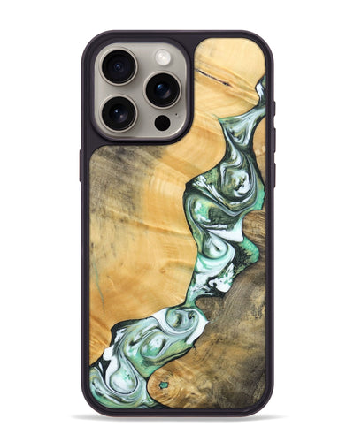 iPhone 15 Pro Max Wood+Resin Phone Case - Rosa (Green, 696486)