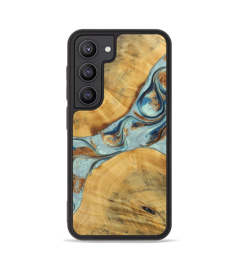 Galaxy S23 Wood+Resin Phone Case - Karina (Teal & Gold, 696494)