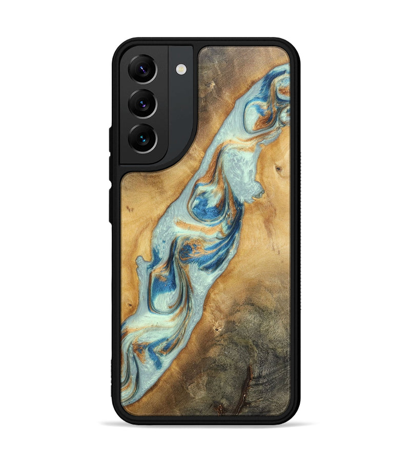 Galaxy S22 Plus Wood+Resin Phone Case - Ali (Teal & Gold, 696498)