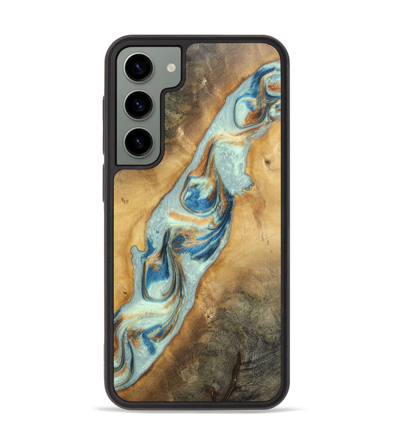 Galaxy S23 Plus Wood+Resin Phone Case - Ali (Teal & Gold, 696498)