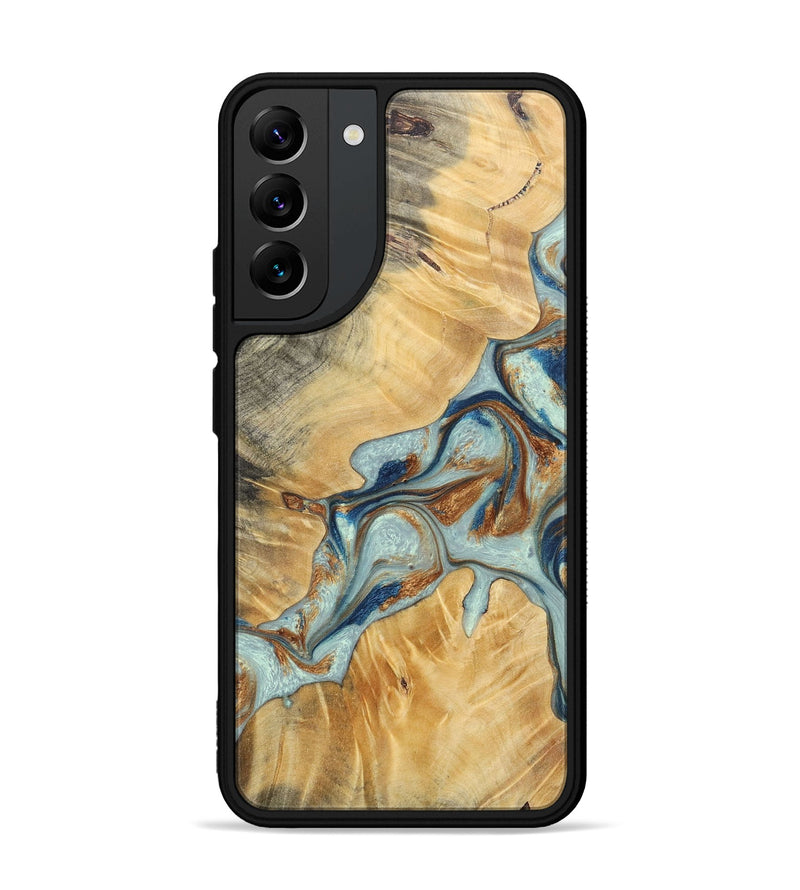 Galaxy S22 Plus Wood+Resin Phone Case - Kendra (Teal & Gold, 696502)