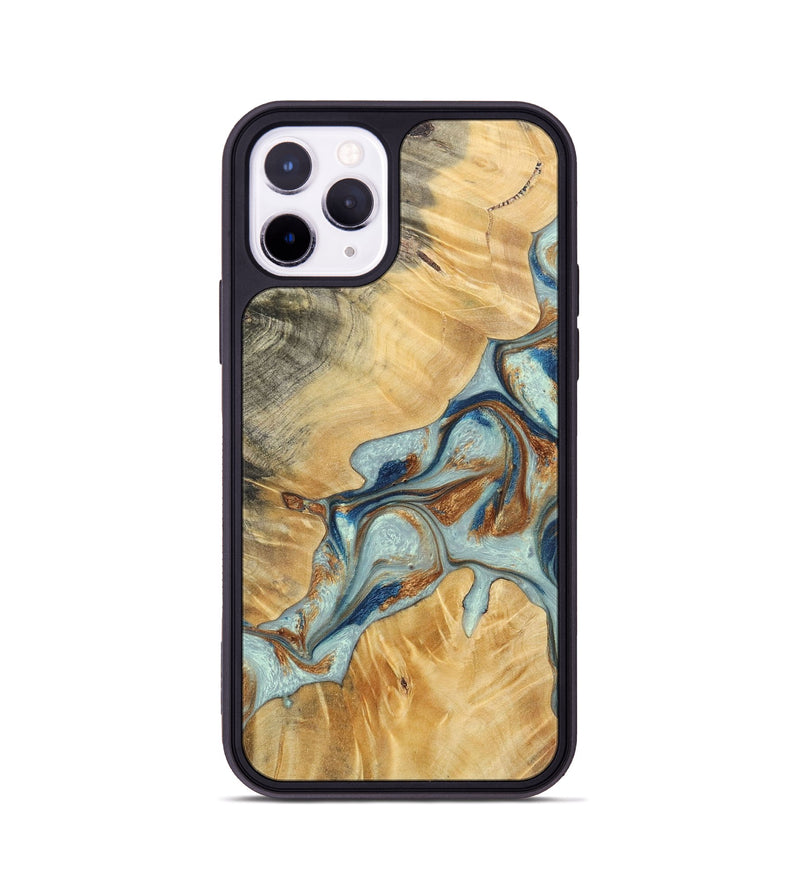 iPhone 11 Pro Wood+Resin Phone Case - Kendra (Teal & Gold, 696502)