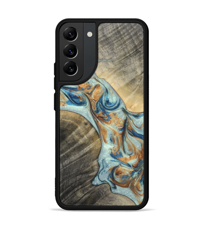 Galaxy S22 Plus Wood+Resin Phone Case - Jaelyn (Teal & Gold, 696504)