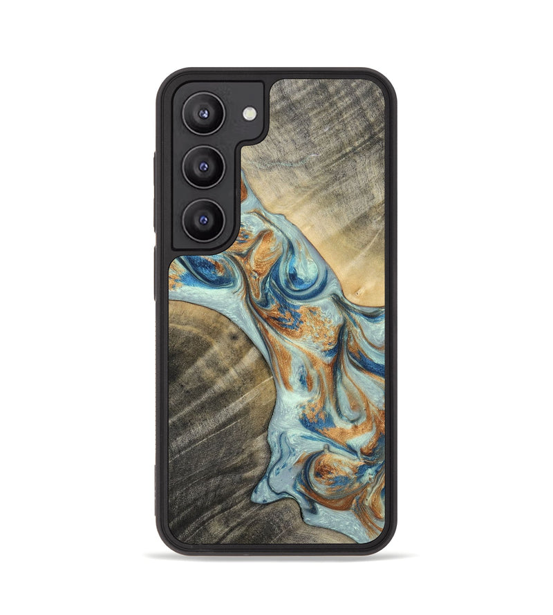 Galaxy S23 Wood+Resin Phone Case - Jaelyn (Teal & Gold, 696504)