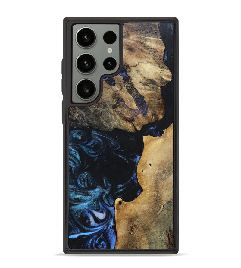 Galaxy S23 Ultra Wood+Resin Phone Case - Sally (Blue, 696508)