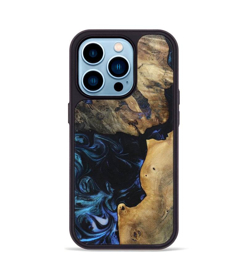 iPhone 14 Pro Wood+Resin Phone Case - Sally (Blue, 696508)