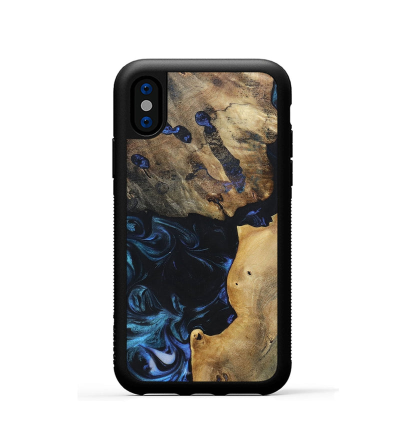 iPhone Xs Wood+Resin Phone Case - Sally (Blue, 696508)