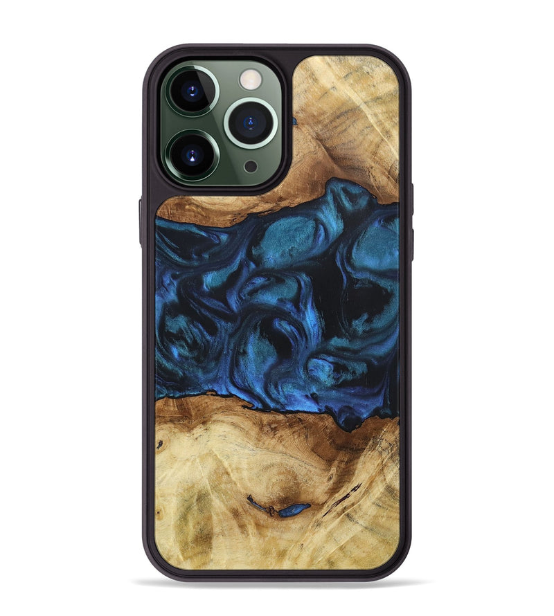 iPhone 13 Pro Max Wood+Resin Phone Case - Andrew (Blue, 696511)