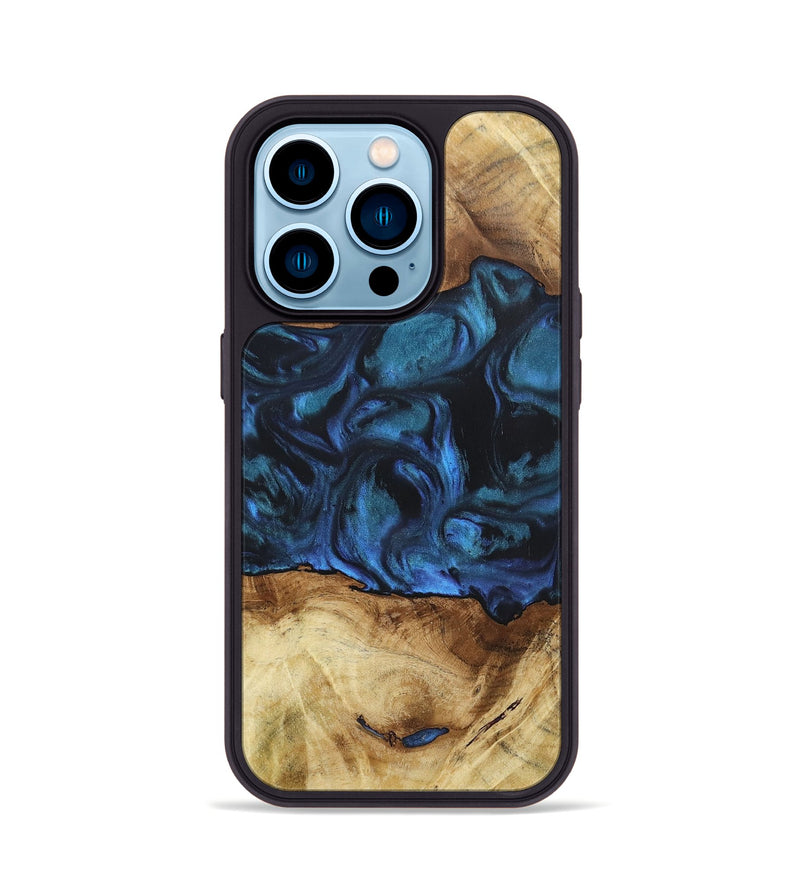 iPhone 14 Pro Wood+Resin Phone Case - Andrew (Blue, 696511)