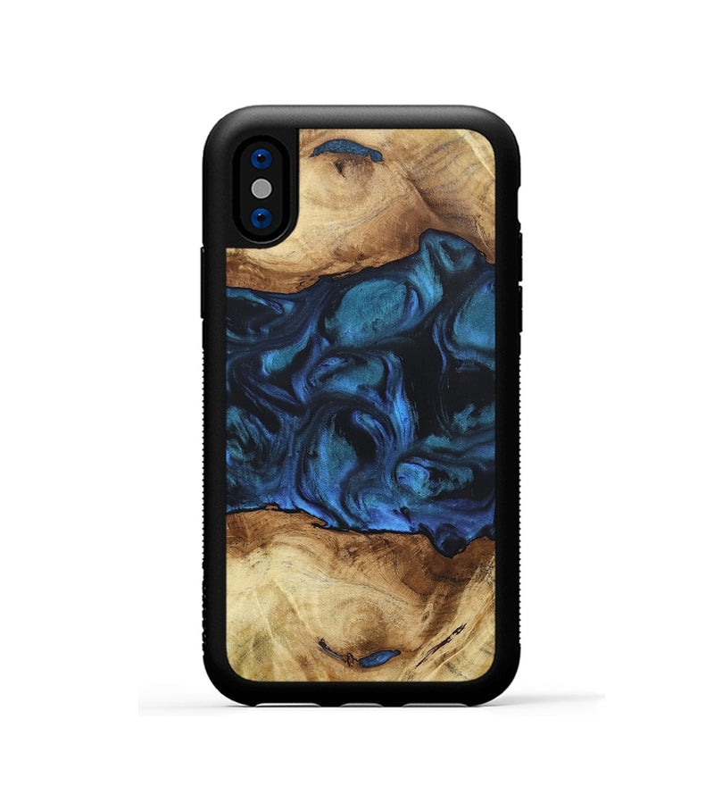 iPhone Xs Wood+Resin Phone Case - Andrew (Blue, 696511)