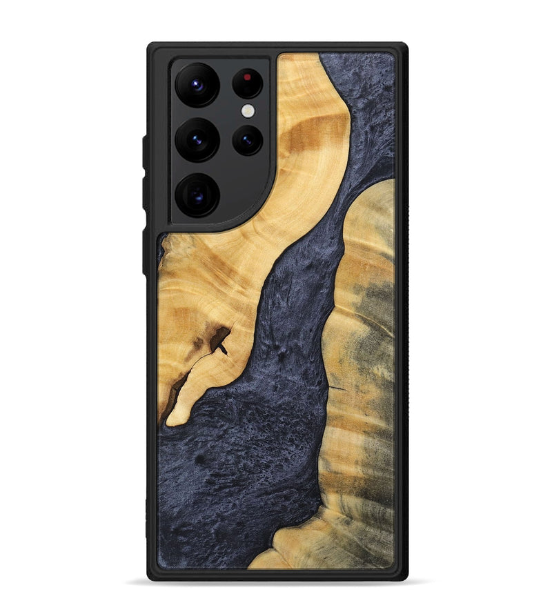 Galaxy S22 Ultra Wood+Resin Phone Case - Chance (Pure Black, 696522)