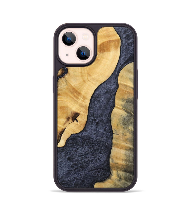iPhone 14 Wood+Resin Phone Case - Chance (Pure Black, 696522)