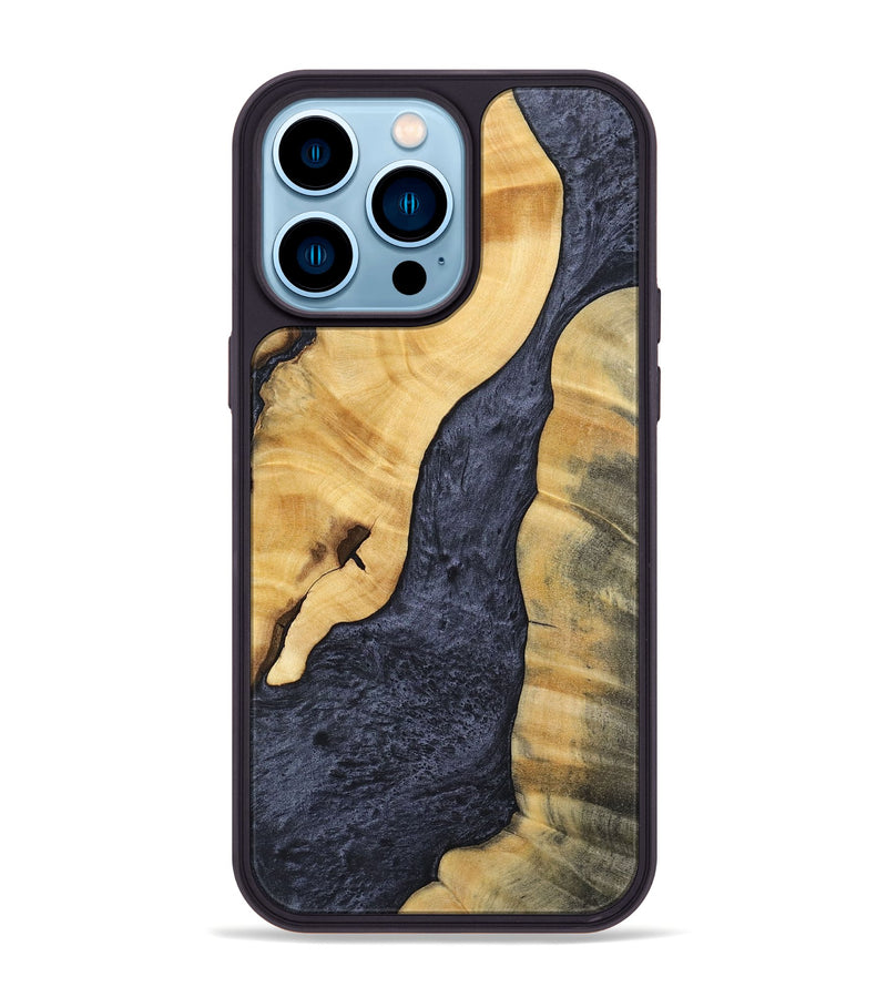 iPhone 14 Pro Max Wood+Resin Phone Case - Chance (Pure Black, 696522)
