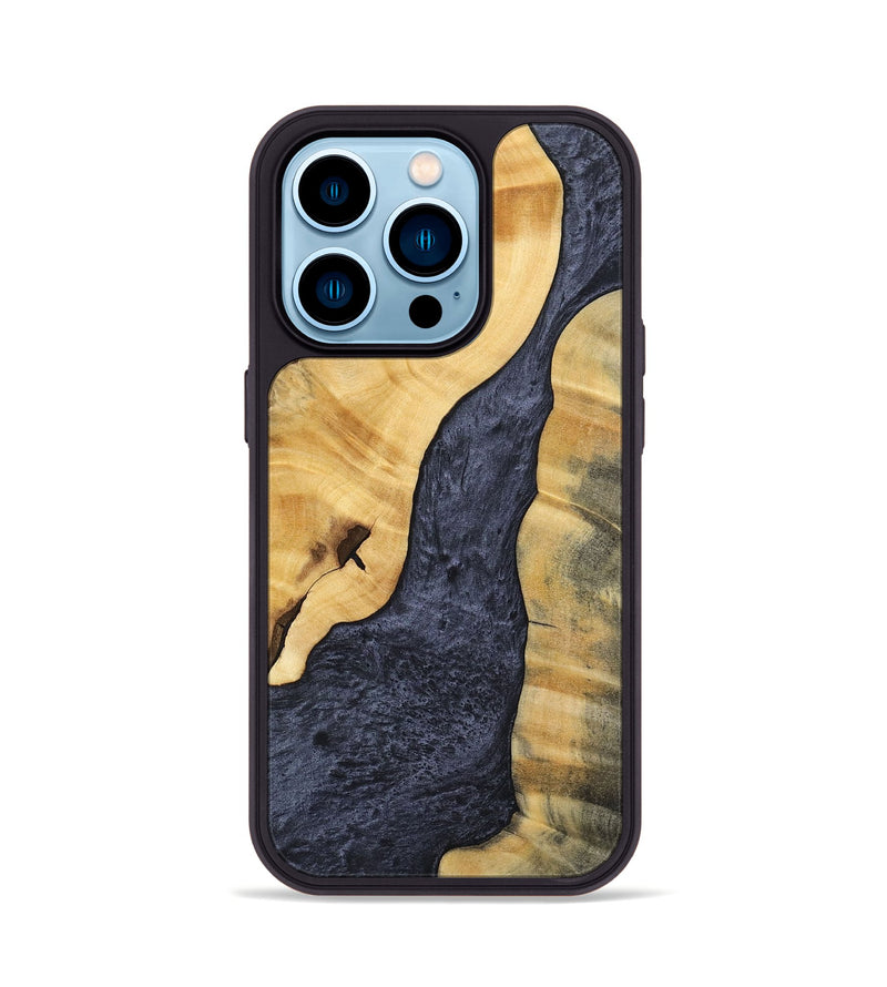 iPhone 14 Pro Wood+Resin Phone Case - Chance (Pure Black, 696522)