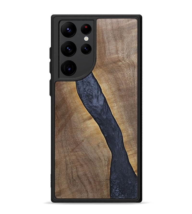 Galaxy S22 Ultra Wood+Resin Phone Case - Kash (Pure Black, 696526)
