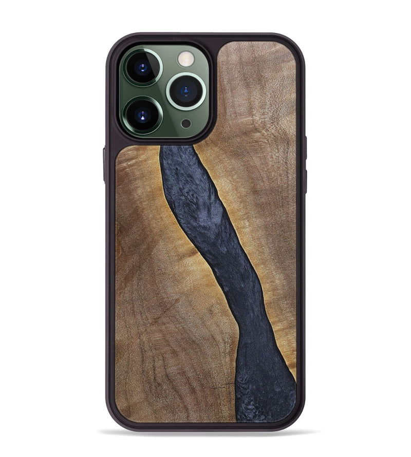 iPhone 13 Pro Max Wood+Resin Phone Case - Kash (Pure Black, 696526)