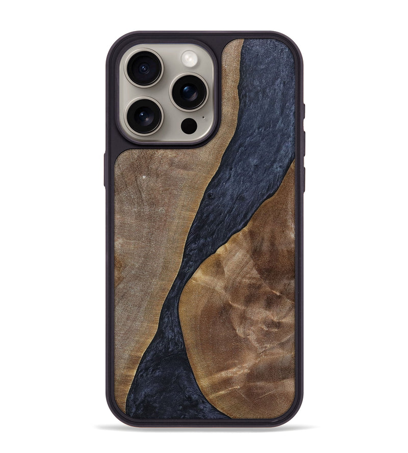 iPhone 15 Pro Max Wood+Resin Phone Case - Elisabeth (Pure Black, 696530)